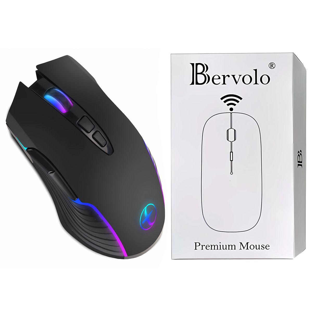Bervolo® Office Mouse Jiggler, Simulates Cursor Movement, Undetectable, RGB, Plug & Play, Black