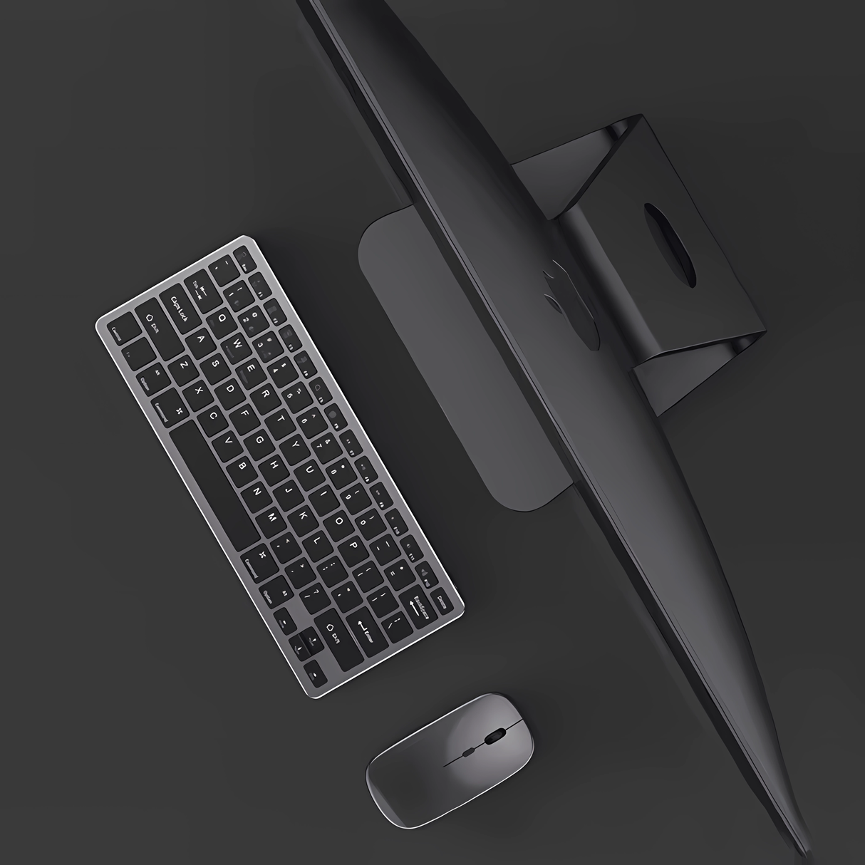 Set Tastatură Slim & Mouse Wireless Bervolo® Essential, Triplă Conectivitate, Reîncărcabile Type-C, Bluetooth & USB, Ultra-Slim, Compatibil Windows/Mac/Android/iOS, 78 Taste Silențioase, Gri Antracit