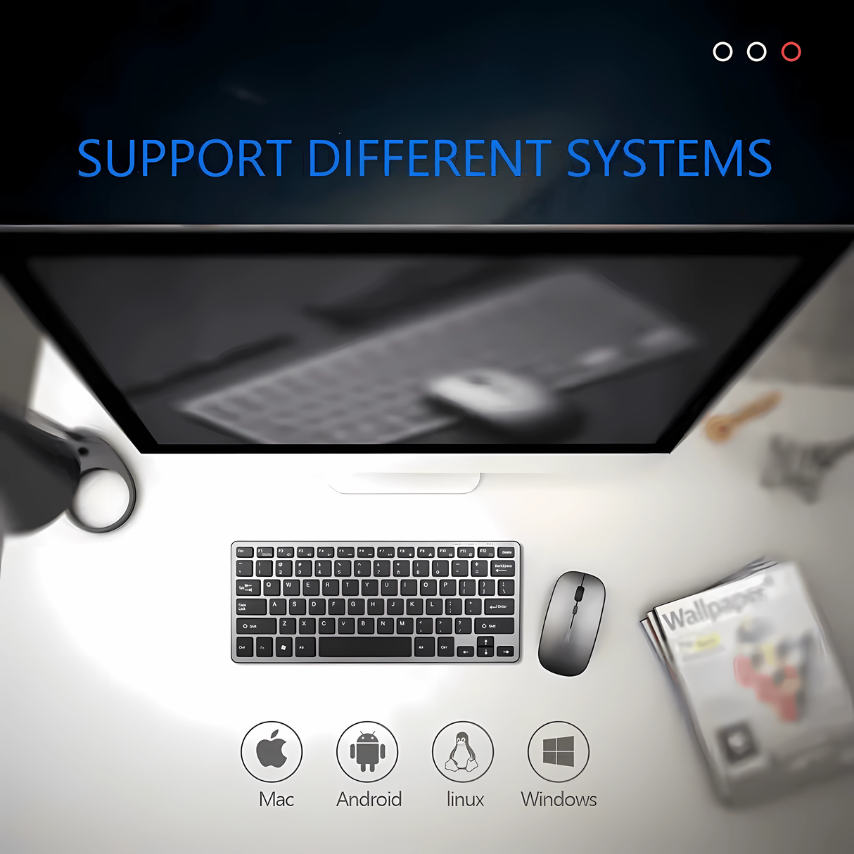 Set Tastatură Slim & Mouse Wireless Bervolo® Essential, Triplă Conectivitate, Reîncărcabile Type-C, Bluetooth & USB, Ultra-Slim, Compatibil Windows/Mac/Android/iOS, 78 Taste Silențioase, Gri Antracit