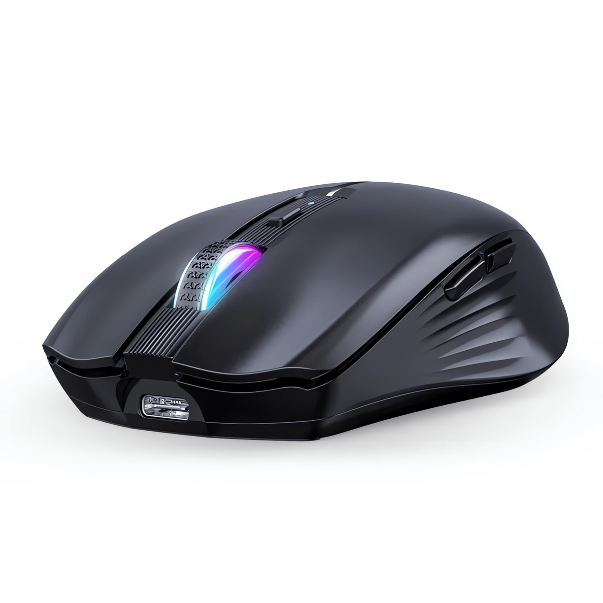 Bervolo® Nexus Pro Wireless Mouse, Simultaneous Connection to 3 Devices, Adjustable DPI, RGB Lighting, USB Type-C Rechargeable, Silent Click, Ergonomic, Black