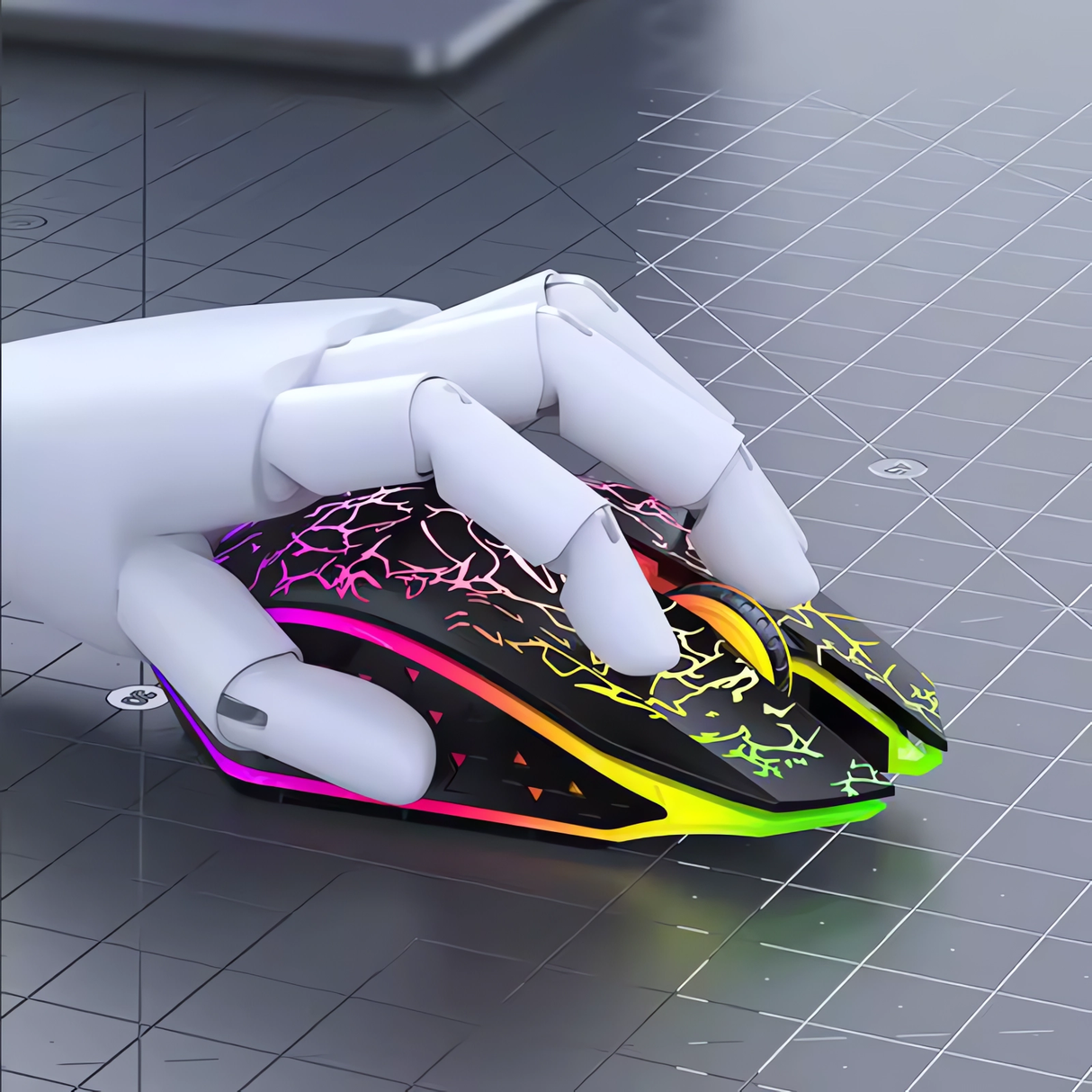 Mouse Gaming Wireless Bervolo® Spider, Dual Mode Bluetooth 5.2 & 2.4GHz, RGB, 6 Butoane Silențioase, DPI 1600, Reîncărcabil Type-C, Compatibil Windows, MacOS, Linux, Ergonomic, Negru