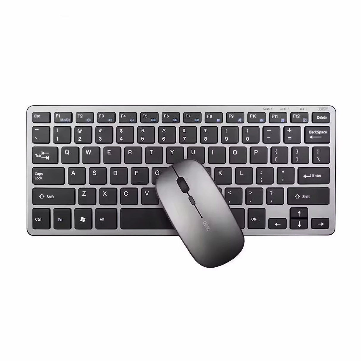 Set Tastatură Slim & Mouse Wireless Bervolo® Essential, Triplă Conectivitate, Reîncărcabile Type-C, Bluetooth & USB, Ultra-Slim, Compatibil Windows/Mac/Android/iOS, 78 Taste Silențioase, Gri Antracit