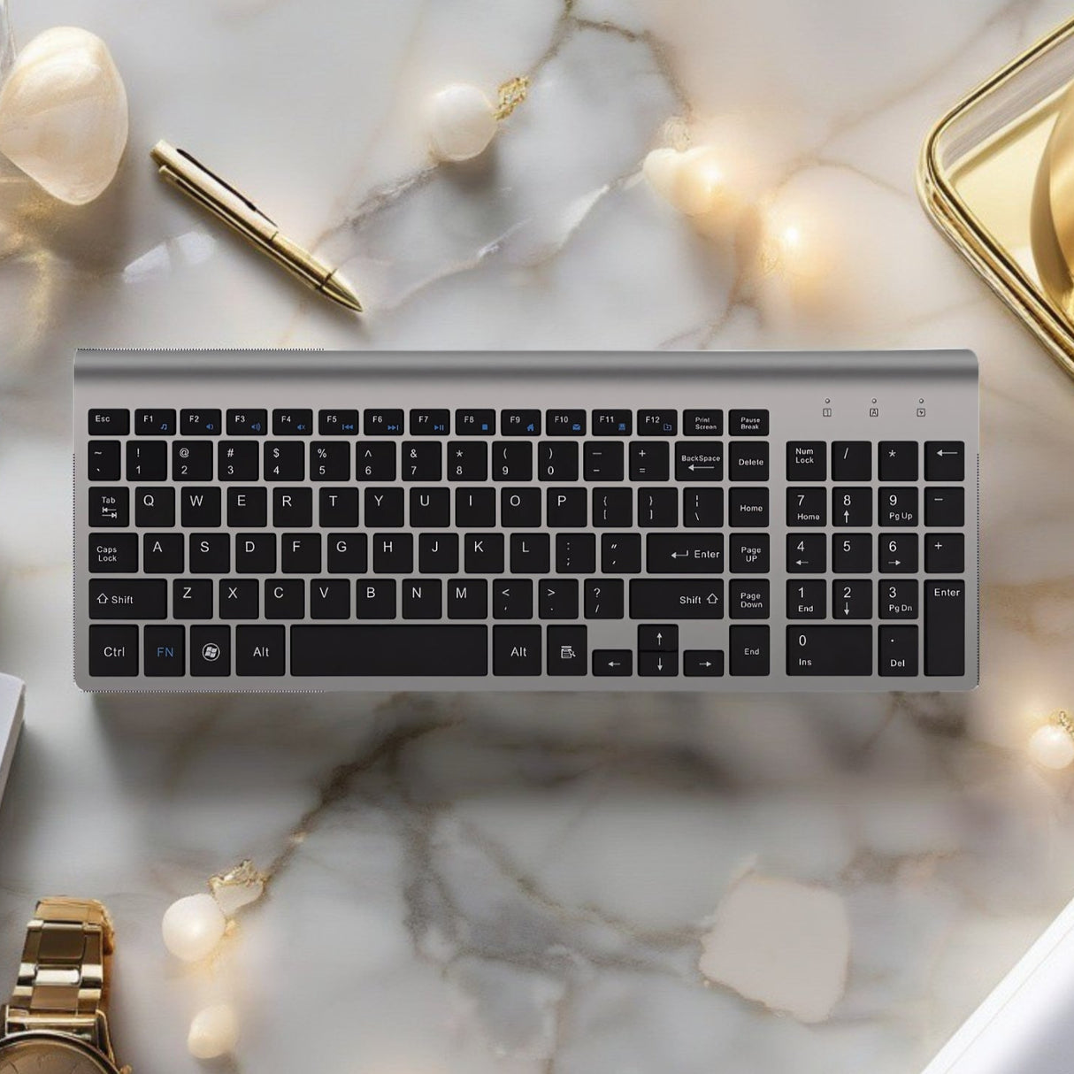 Set Universal Combo Tastatură și Mouse Premium Bervolo®, Wireless 2.4G, Click Scissor Switch, Versiune US, Gri