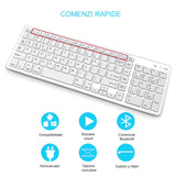 Tastatură Bluetooth Reîncărcabilă Bervolo®, Scissor Switch, Taste Multimedia, Compatibilitate Universală, Windows/Mac/iOS/Android, Silver