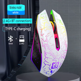 Bervolo® Spider Mouse Wireless de Gaming, Dual Mode Bluetooth 5.2 & 2.4GHz, RGB, 6 Butoane Silențioase, DPI 1600, Reîncărcabil Type-C, Compatibil Windows, macOS, Linux, Ergonomic, Alb