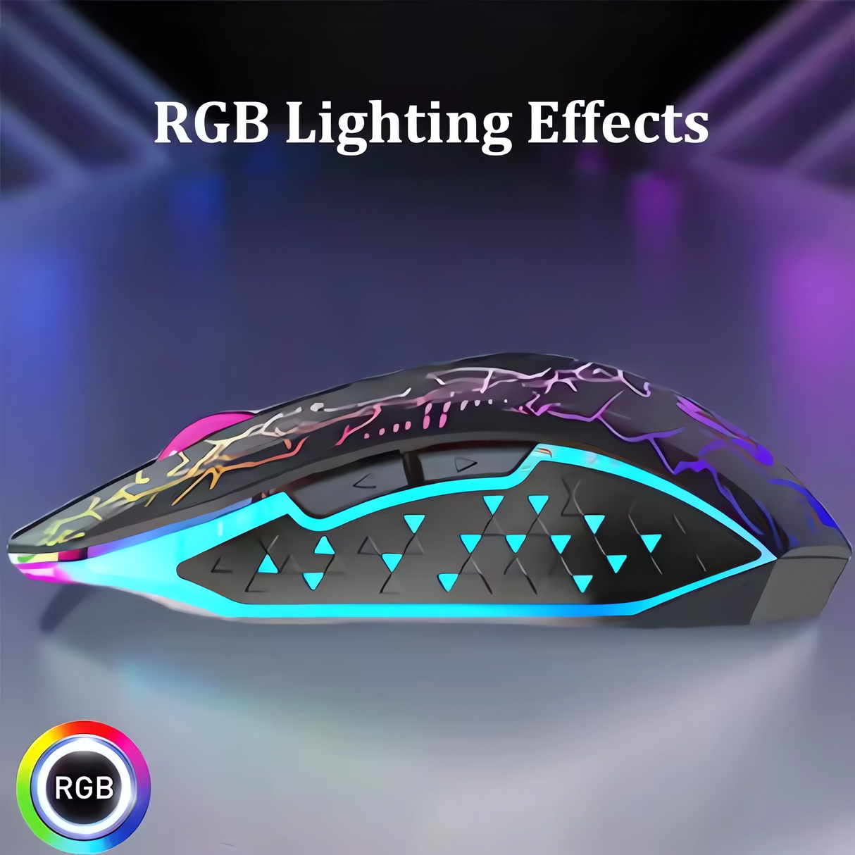 Mouse Gaming Wireless Bervolo® Spider, Dual Mode Bluetooth 5.2 & 2.4GHz, RGB, 6 Butoane Silențioase, DPI 1600, Reîncărcabil Type-C, Compatibil Windows, MacOS, Linux, Ergonomic, Negru
