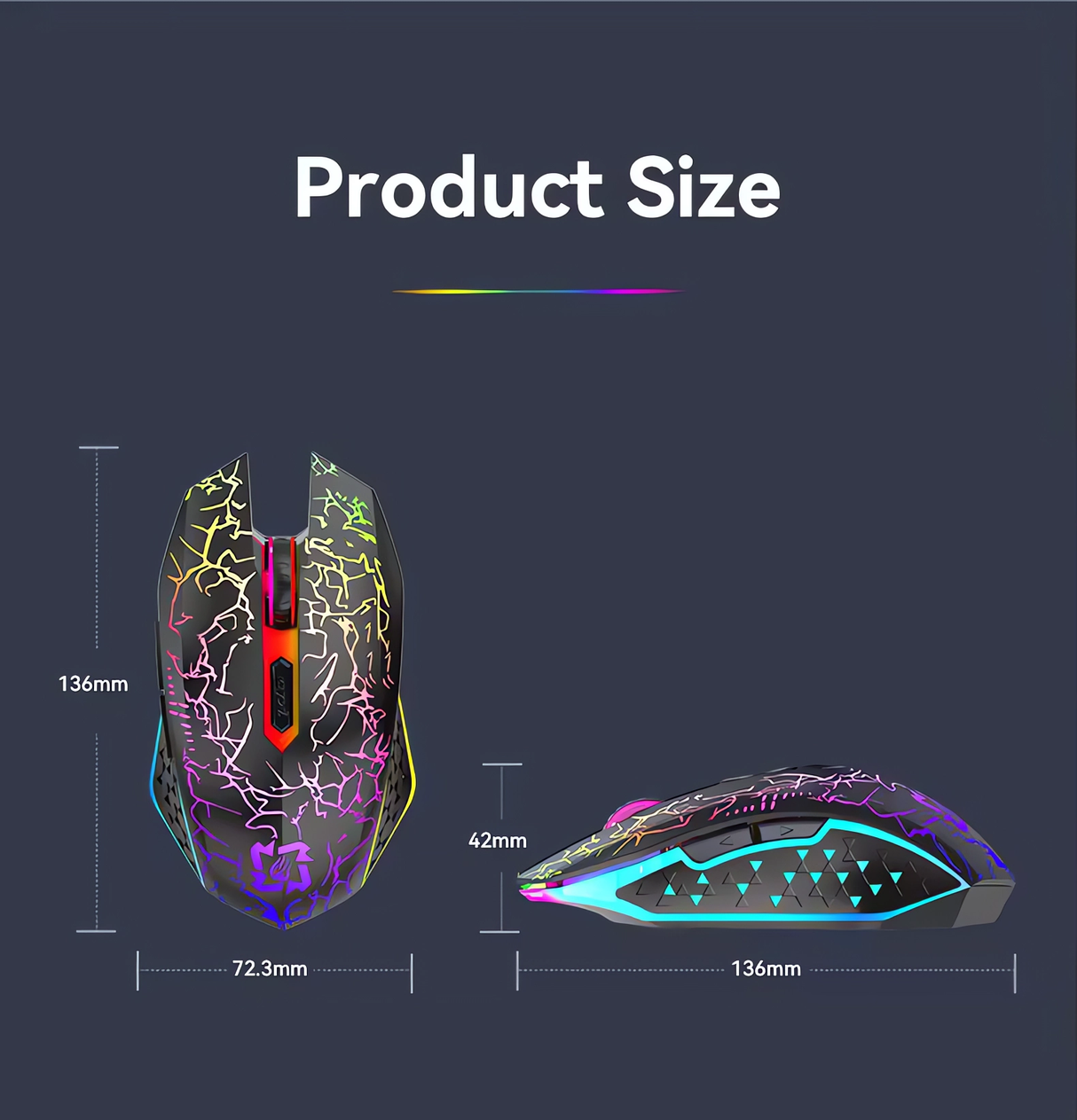 Mouse Gaming Wireless Bervolo® Spider, Dual Mode Bluetooth 5.2 & 2.4GHz, RGB, 6 Butoane Silențioase, DPI 1600, Reîncărcabil Type-C, Compatibil Windows, MacOS, Linux, Ergonomic, Negru