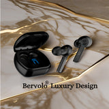 Căști Bervolo Wat Pro Max, Bluetooth 5.3, Anulare Activă a Zgomotului (ANC), Anulare a Zgomotului Ambiental (ENC), Mod Transparență, Latență Redusă, Carcasă LED, Control Tactil, Negru