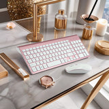 Set Universal Combo Tastatură și Mouse Premium Bervolo®, Wireless 2.4G, Click Scissor Switch, Versiune US, Rose Gold